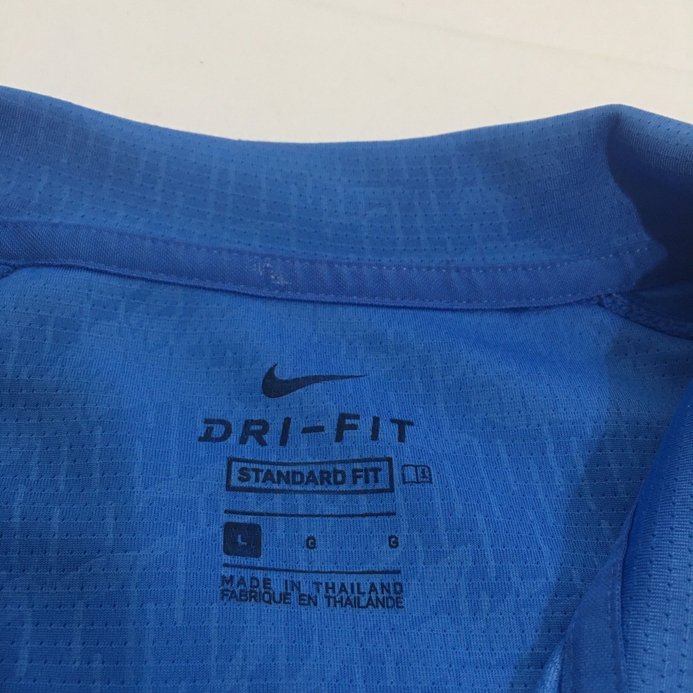 Nike Polo Shirt Mens Large Blue Dri-Fit Short Sleeve Embossed Camo - Picture 3 of 9